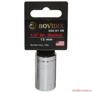 Торцевая головка Bovidix на 1/2", 6 граней, 15 мм, хромированная
