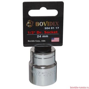 Торцевая головка Bovidix на 1/2", 6 граней, 24 мм, хромированная